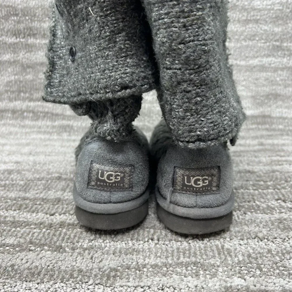 UGG Australia Sz 6 Womens Lattice Cardy 3066 Gray Winter Boots Knit Round Toe